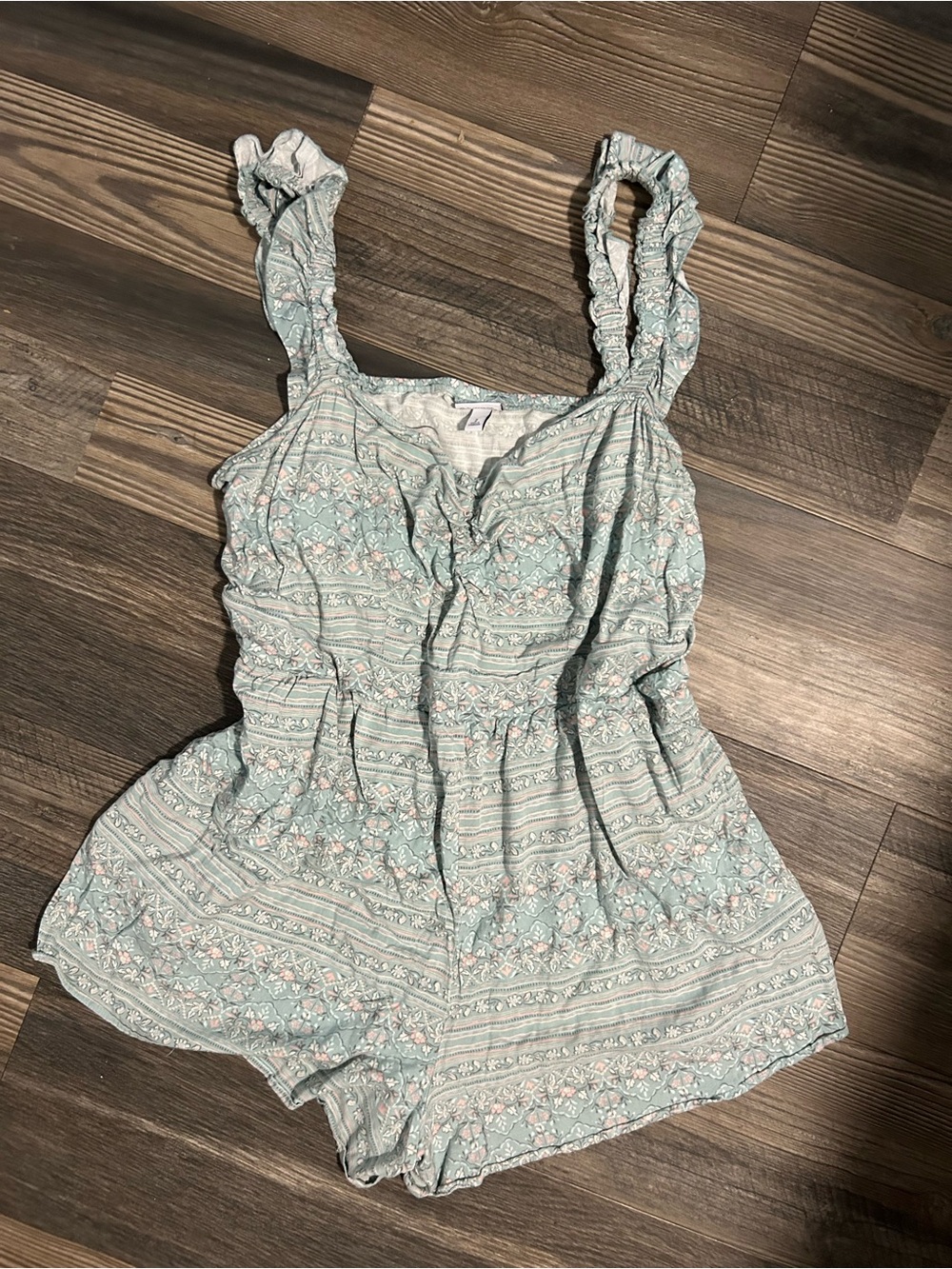 torrid Mint Floral Ruffled Strap One-Piece Bodysuit